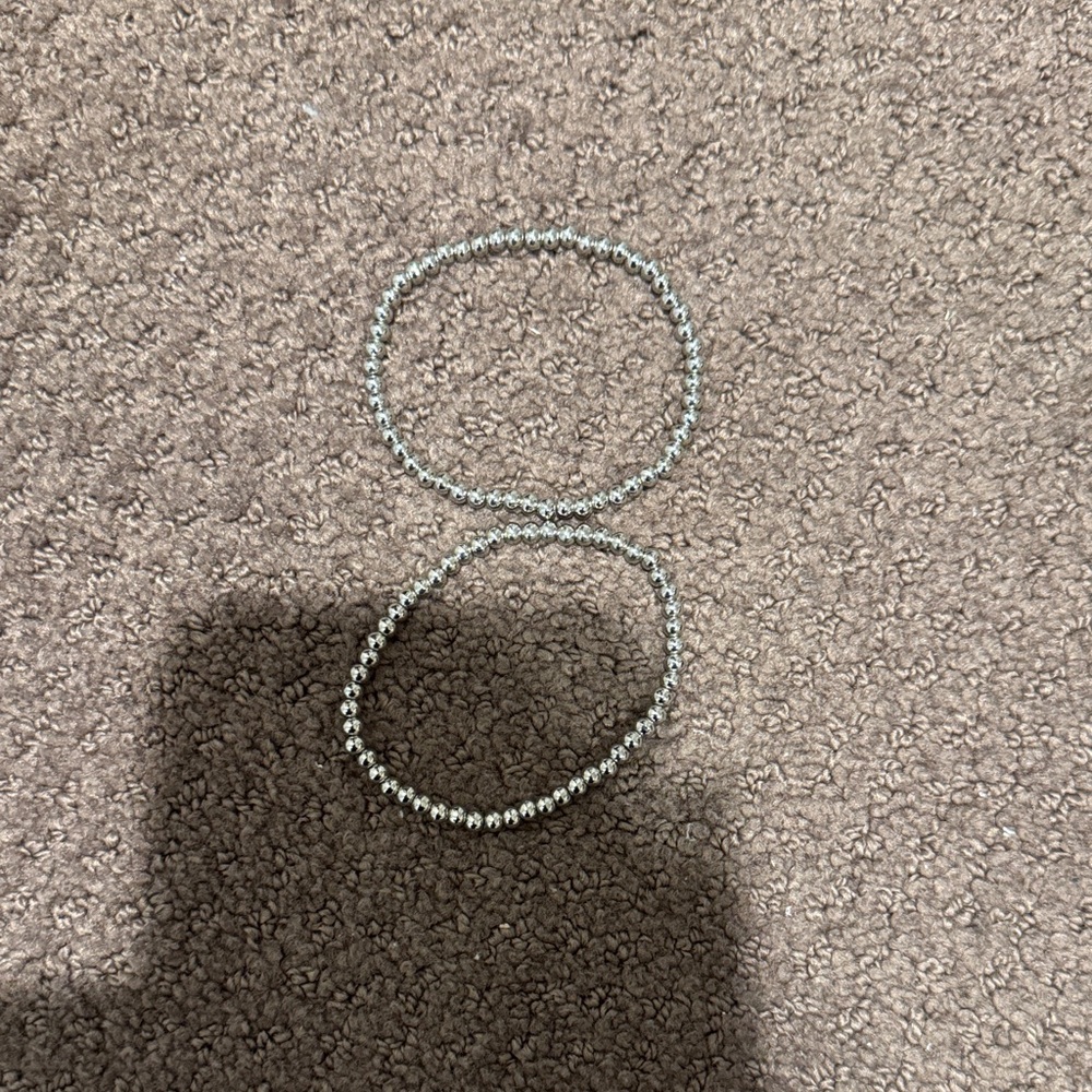Silver Beaded Bracelet Set